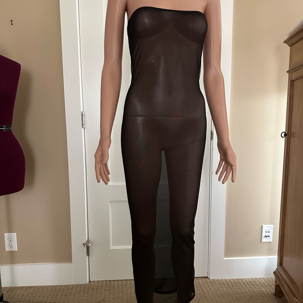 Patrice Catanzaro Belle Du Nuit Sheer Dress, size M, Black